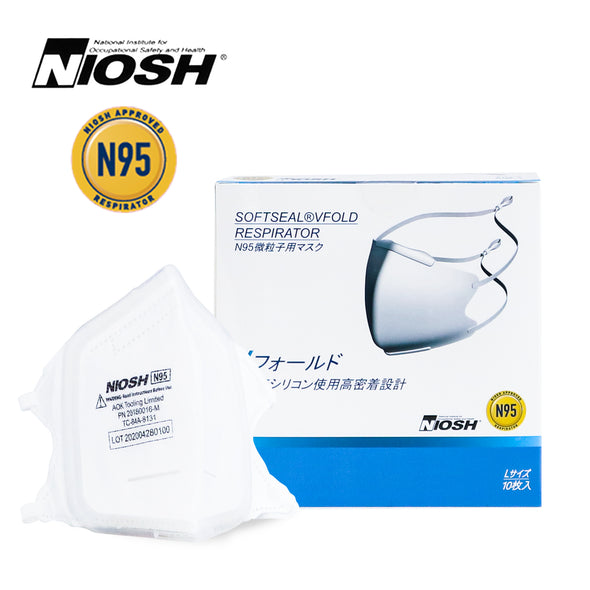 NIOSH認証 SOFTSEAL VFOLD N95マスク(折り畳み型)　M/Lサイズ　1箱10枚 (ドクターテクト)