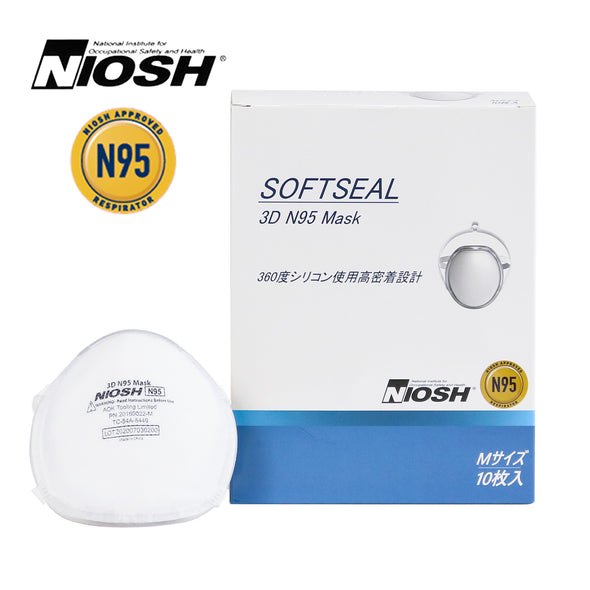 NIOSH認証 SOFTSEAL 3D N95マスク(カップ型)　M/Lサイズ　1箱10枚 (ドクターテクト)